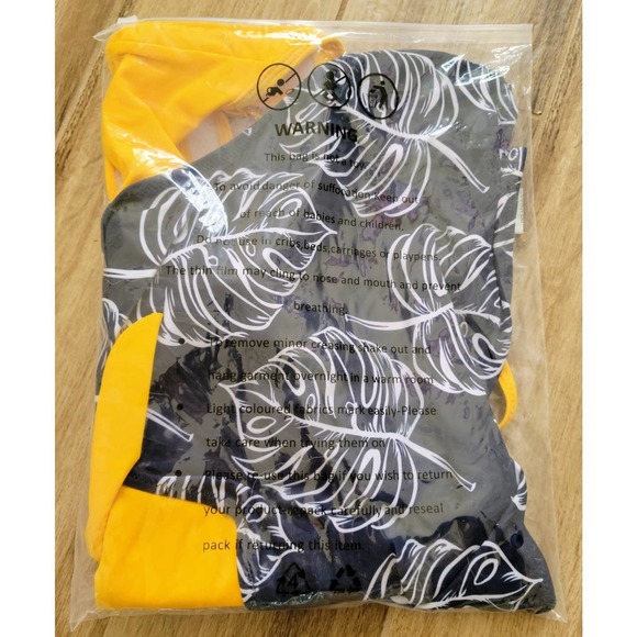 Grace Tempt Two Pc High Waisted Bikini Yellow Navy Blue Molded Padded Bra XL NWT - Picture 10 of 10